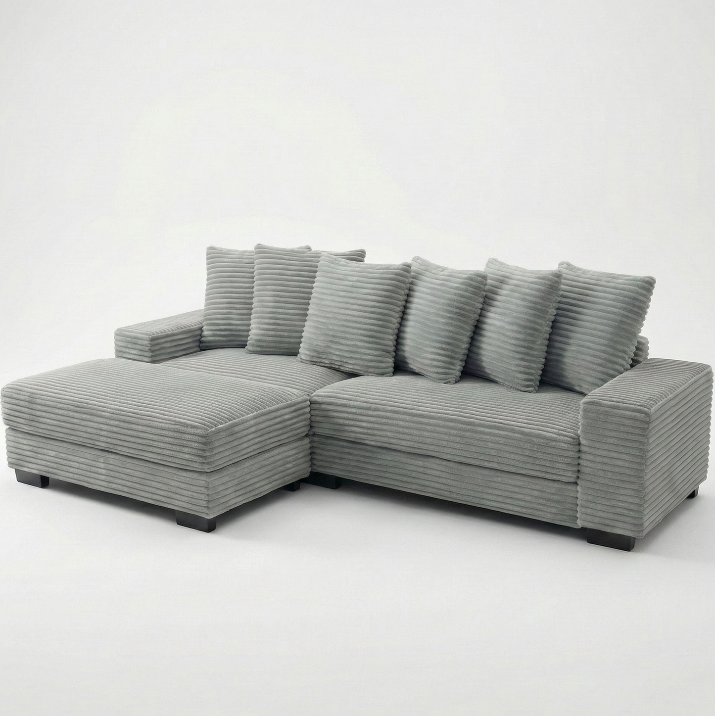 Canapé d'angle convertible en velours côtelé gris