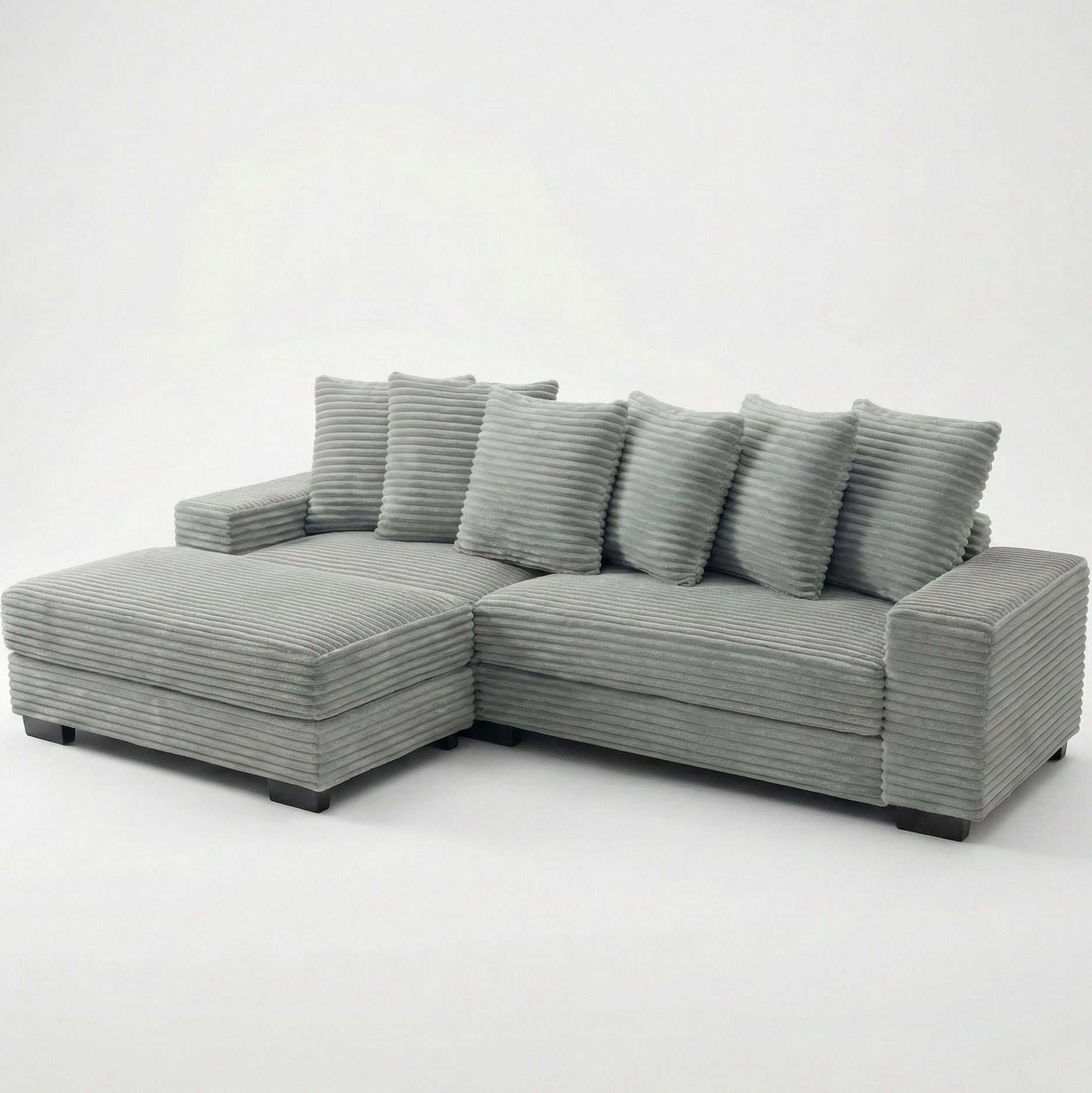 Canapé d'angle convertible en velours côtelé gris